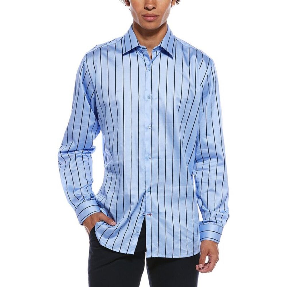 Tahari Mens  Modern Fit Dress Shirt, Blue